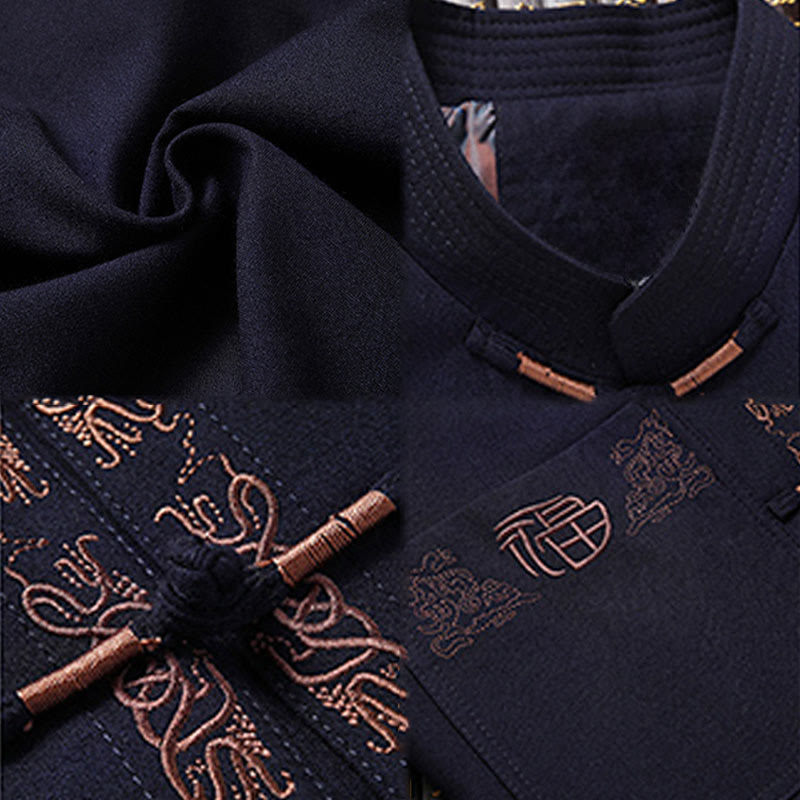 Chaqueta, camisa y pantalón de manga larga para hombre con bordado del personaje Fu de Buddha Stones y botones de rana. - image 4