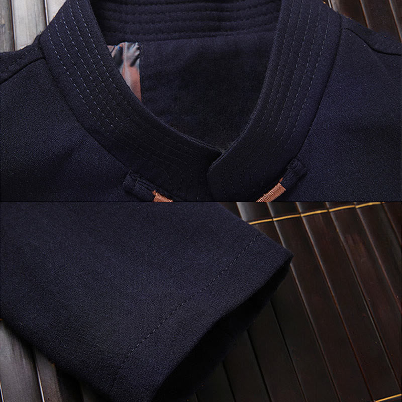 Chaqueta, camisa y pantalón de manga larga para hombre con bordado del personaje Fu de Buddha Stones y botones de rana. - image 1
