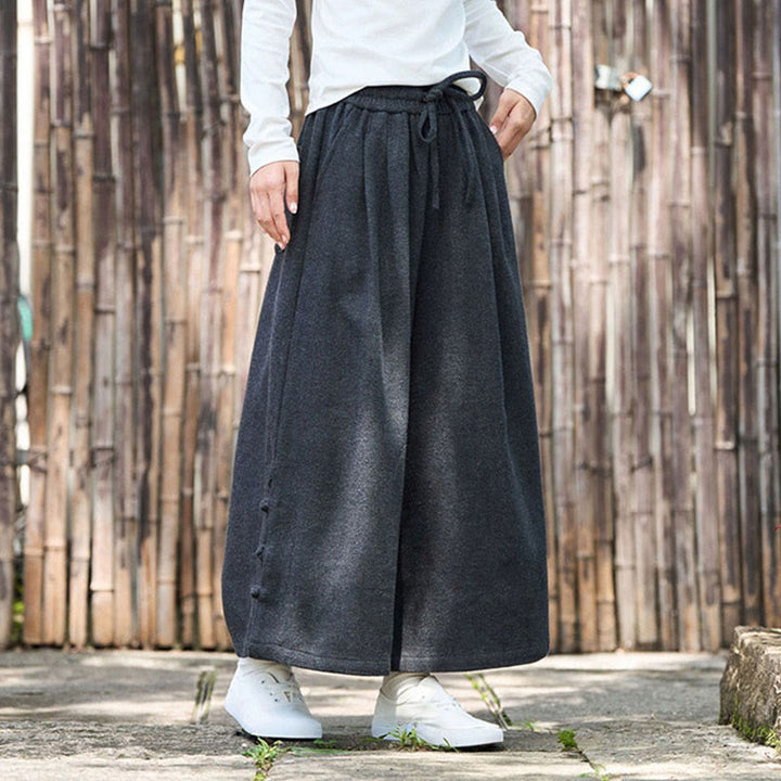 Pantalones térmicos de pana para hombre, de pierna ancha, con bolsillos, diseño de botones de rana china y Buddha Stones para invierno. - image 9