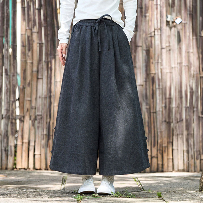 Pantalones térmicos de pana para hombre, de pierna ancha, con bolsillos, diseño de botones de rana china y Buddha Stones para invierno. - image 6