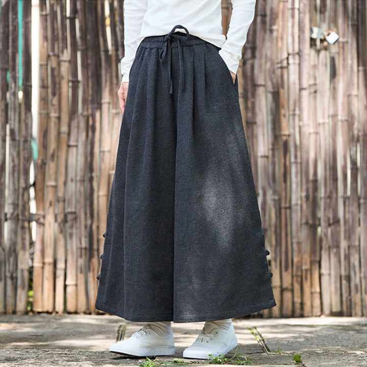 Pantalones térmicos de pana para hombre, de pierna ancha, con bolsillos, diseño de botones de rana china y Buddha Stones para invierno. - image 8