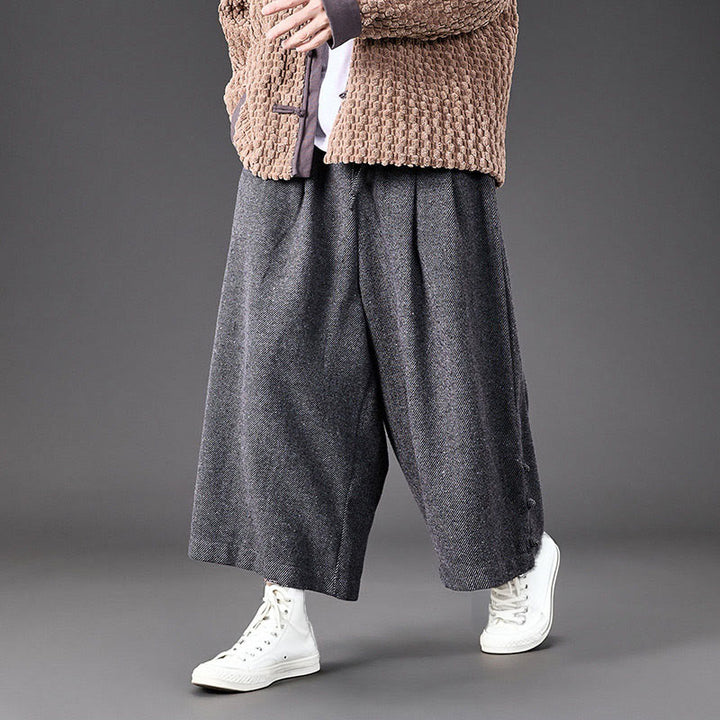 Pantalones térmicos de pana para hombre, de pierna ancha, con bolsillos, diseño de botones de rana china y Buddha Stones para invierno. - Gris oscuro - US/UK/AU46, EU56 (5XL) - image 18