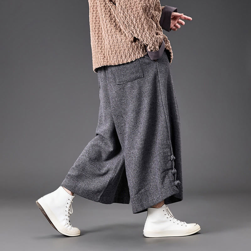 Pantalones térmicos de pana para hombre, de pierna ancha, con bolsillos, diseño de botones de rana china y Buddha Stones para invierno. - image 25
