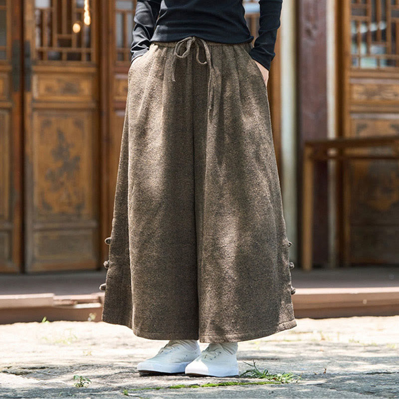 Pantalones térmicos de pana para hombre, de pierna ancha, con bolsillos, diseño de botones de rana china y Buddha Stones para invierno. - image 14