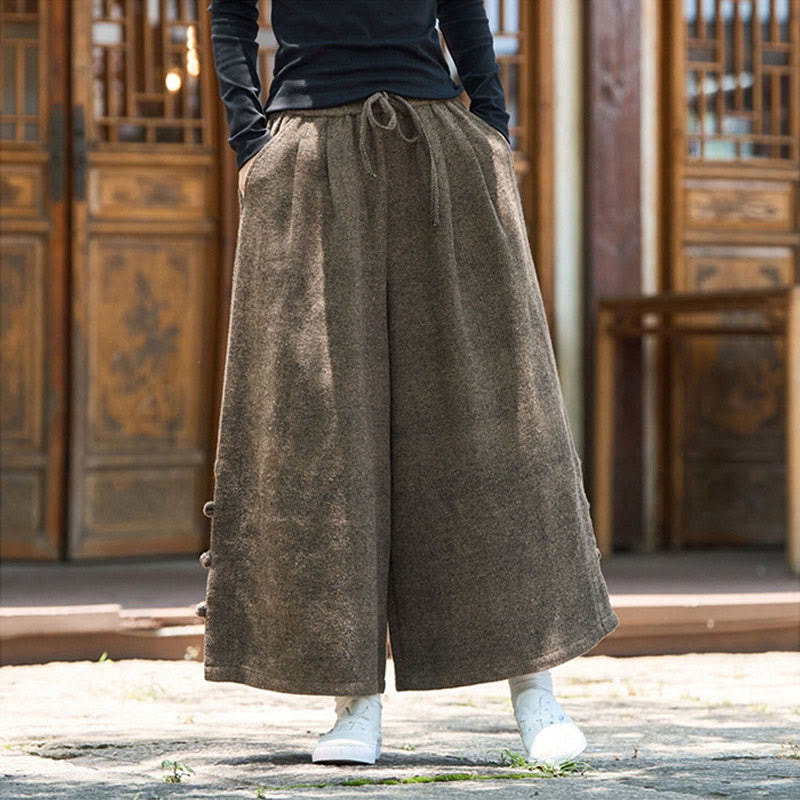 Pantalones térmicos de pana para hombre, de pierna ancha, con bolsillos, diseño de botones de rana china y Buddha Stones para invierno. - image 17