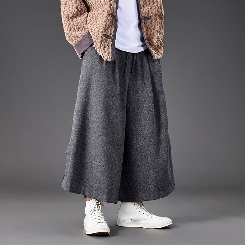 Pantalones térmicos de pana para hombre, de pierna ancha, con bolsillos, diseño de botones de rana china y Buddha Stones para invierno. - image 22