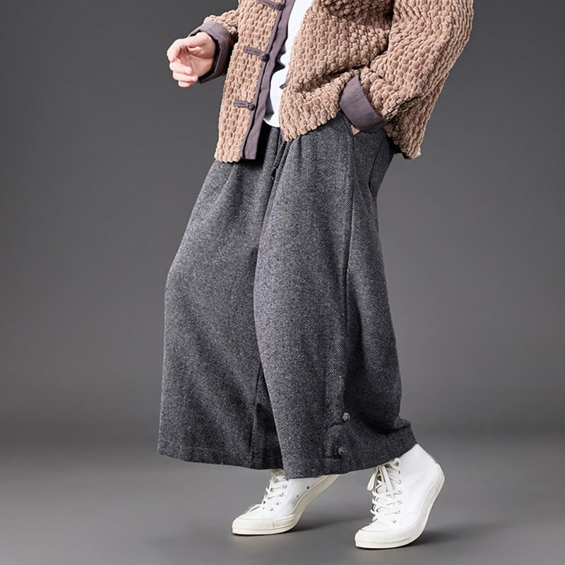 Pantalones térmicos de pana para hombre, de pierna ancha, con bolsillos, diseño de botones de rana china y Buddha Stones para invierno. - image 26