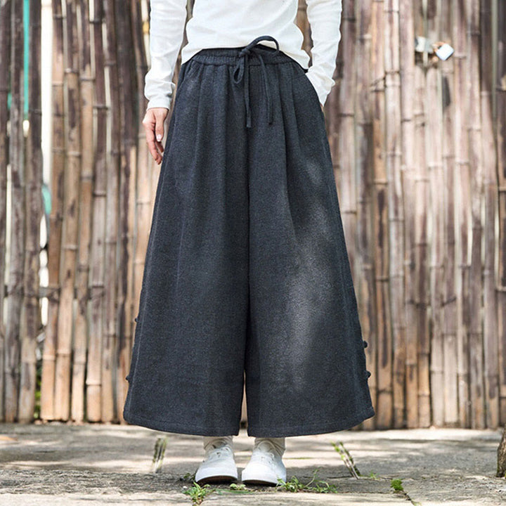 Pantalones térmicos de pana para hombre, de pierna ancha, con bolsillos, diseño de botones de rana china y Buddha Stones para invierno. - image 6