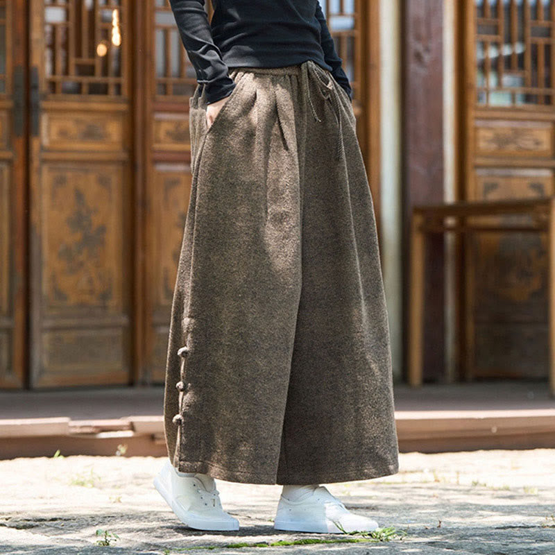 Pantalones térmicos de pana para hombre, de pierna ancha, con bolsillos, diseño de botones de rana china y Buddha Stones para invierno. - image 16