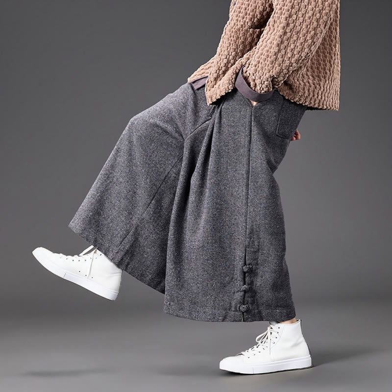 Pantalones térmicos de pana para hombre, de pierna ancha, con bolsillos, diseño de botones de rana china y Buddha Stones para invierno. - image 27