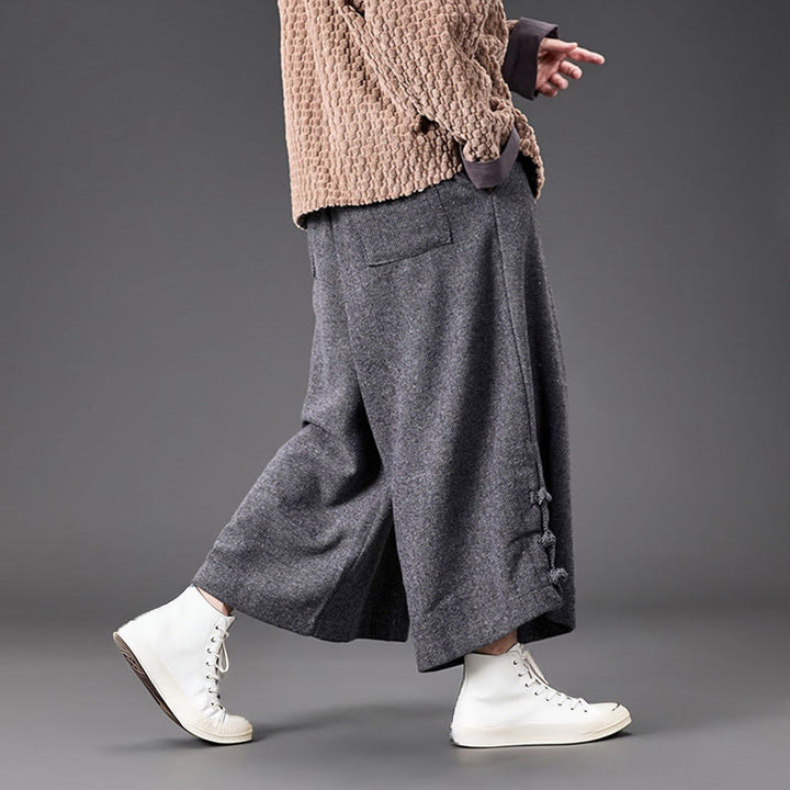 Pantalones térmicos de pana para hombre, de pierna ancha, con bolsillos, diseño de botones de rana china y Buddha Stones para invierno. - image 25