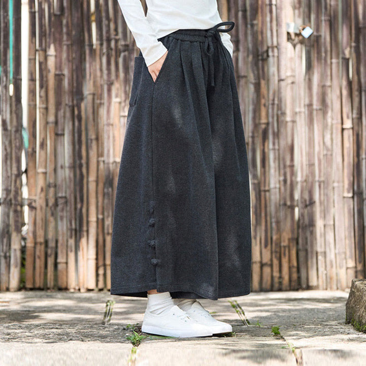 Pantalones térmicos de pana para hombre, de pierna ancha, con bolsillos, diseño de botones de rana china y Buddha Stones para invierno. - image 7