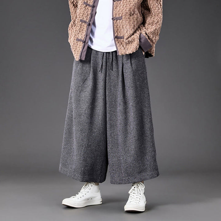 Pantalones térmicos de pana para hombre, de pierna ancha, con bolsillos, diseño de botones de rana china y Buddha Stones para invierno. - image 21