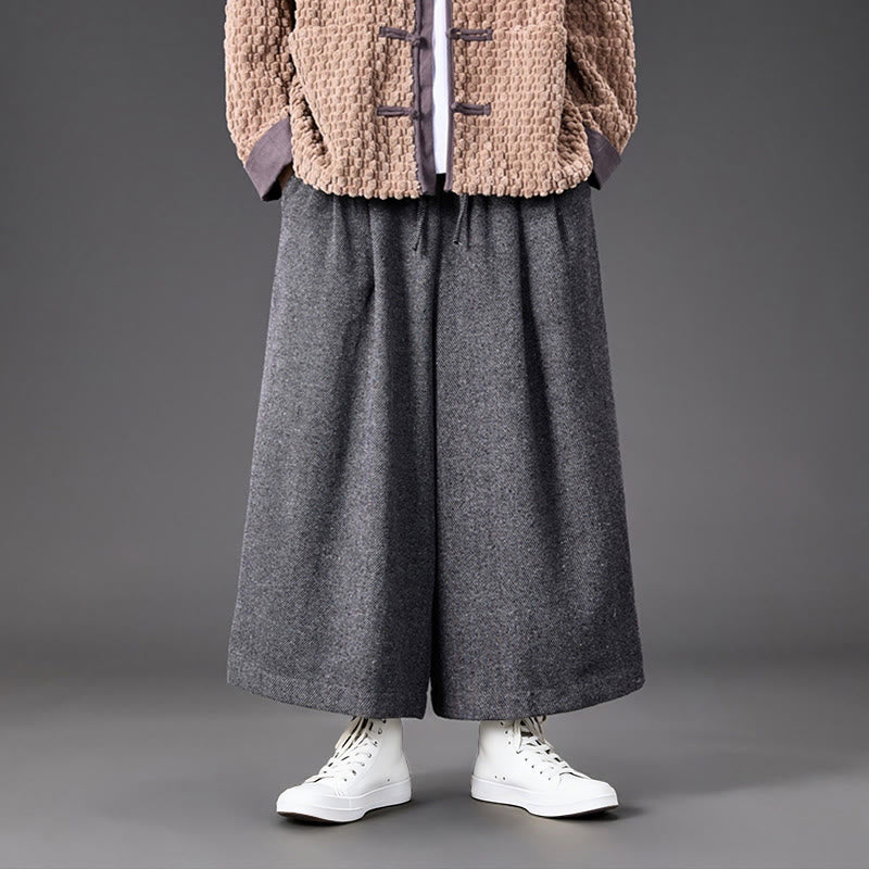 Pantalones térmicos de pana para hombre, de pierna ancha, con bolsillos, diseño de botones de rana china y Buddha Stones para invierno. - image 24