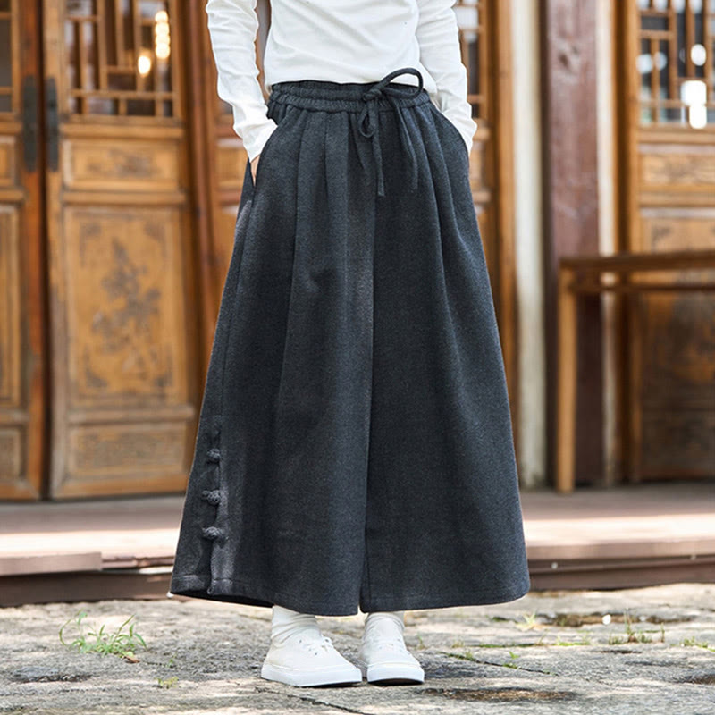 Pantalones térmicos de pana para hombre, de pierna ancha, con bolsillos, diseño de botones de rana china y Buddha Stones para invierno. - image 4