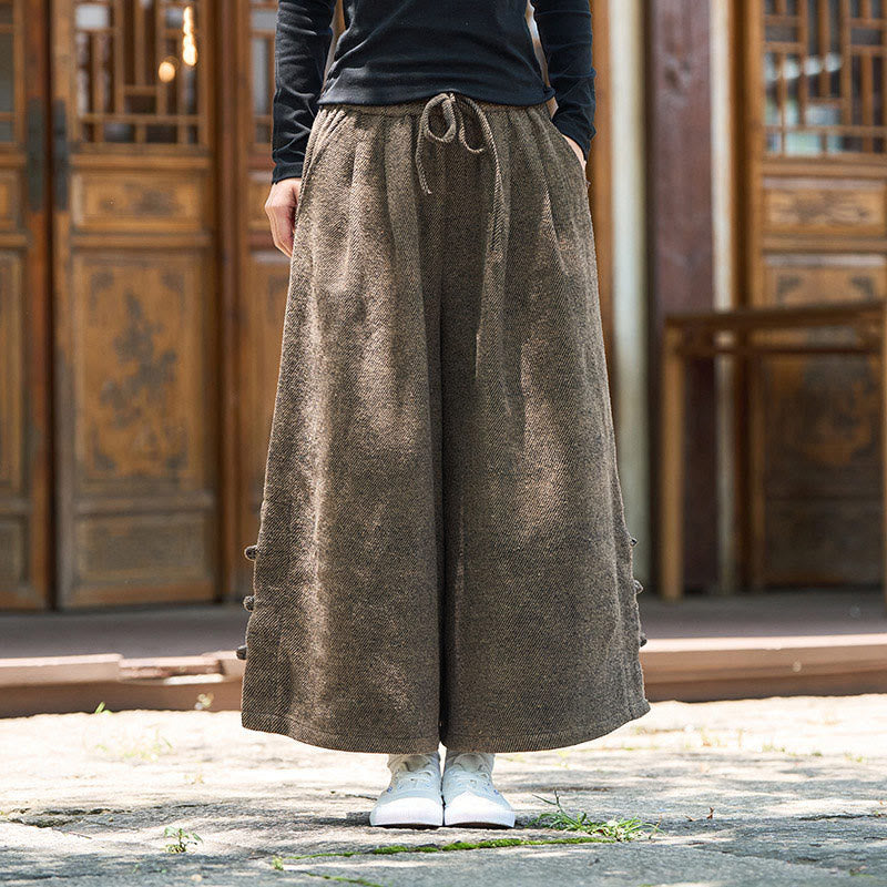 Pantalones térmicos de pana para hombre, de pierna ancha, con bolsillos, diseño de botones de rana china y Buddha Stones para invierno. - image 13