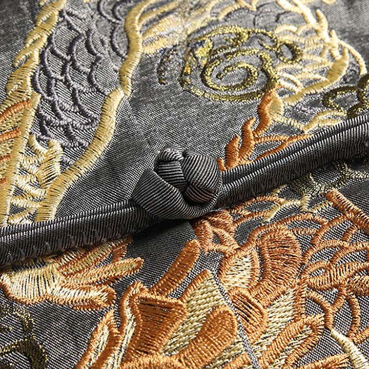 Chaqueta de manga larga para hombre con bordado de dragón y botones de rana de Buddha Stones para primavera y otoño - image 3