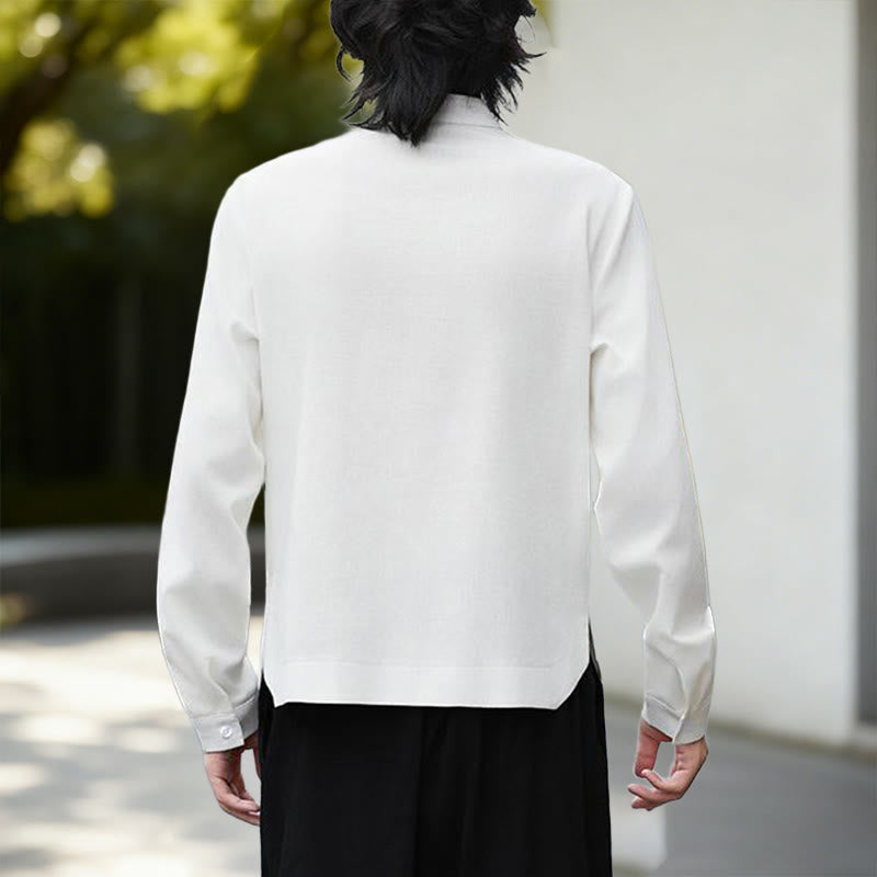 Chaqueta de pana de manga larga con abertura frontal y Buddha Stones, color liso, estilo kimono para hombre, camisa de lino y algodón - image 24