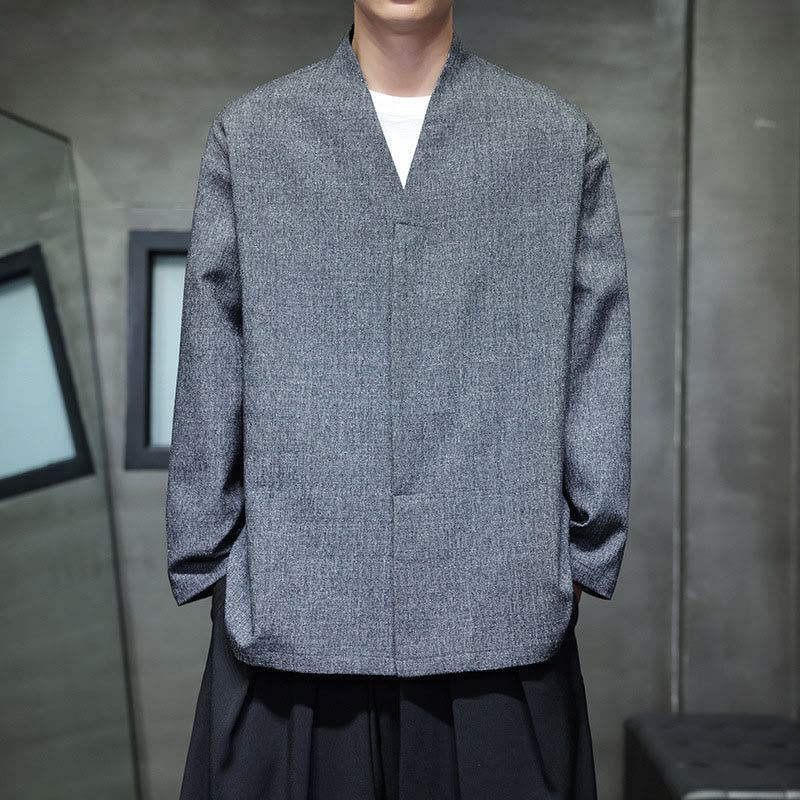 Chaqueta de manga larga para hombre de color liso con Buddha Stones para primavera y otoño - Gris - US/UK/AU46, EU56 (5XL) - image 0