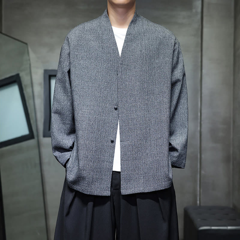 Chaqueta de manga larga para hombre de color liso con Buddha Stones para primavera y otoño - image 2