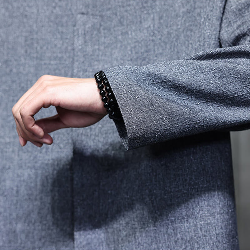 Chaqueta de manga larga para hombre de color liso con Buddha Stones para primavera y otoño - image 11