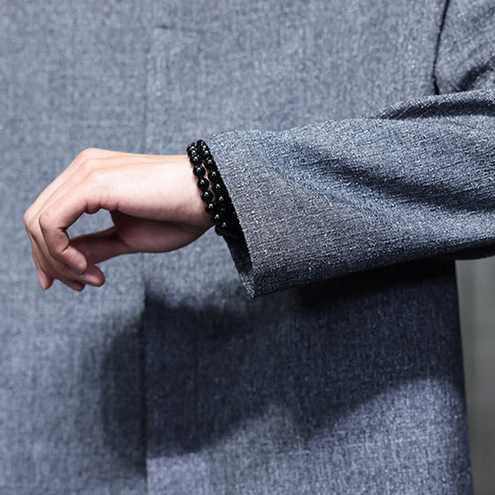 Chaqueta de manga larga para hombre de color liso con Buddha Stones para primavera y otoño - image 11