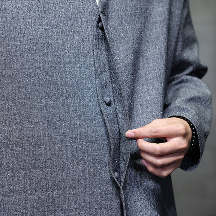 Chaqueta de manga larga para hombre de color liso con Buddha Stones para primavera y otoño - image 10