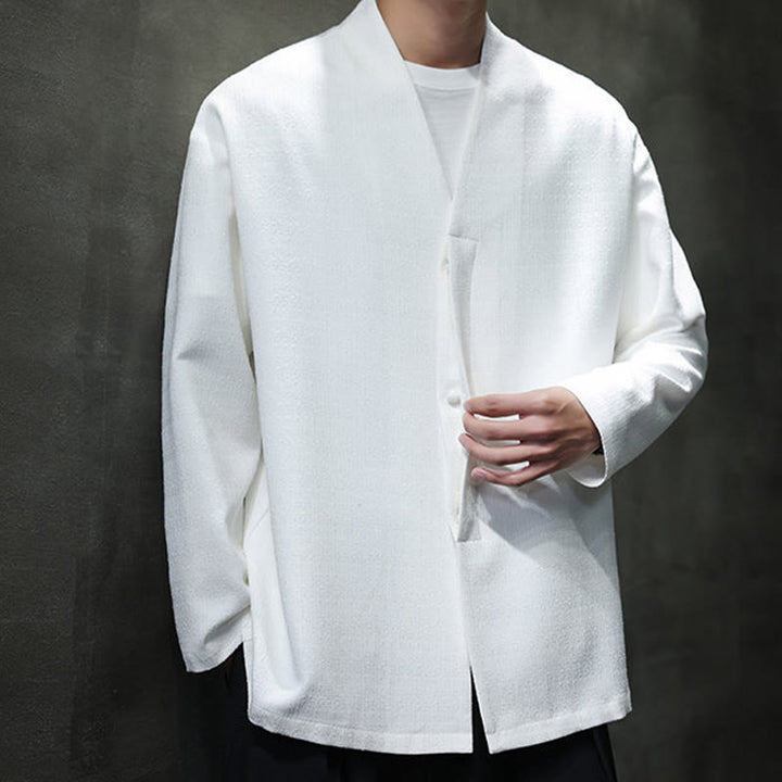 Chaqueta de manga larga para hombre de color liso con Buddha Stones para primavera y otoño - image 17