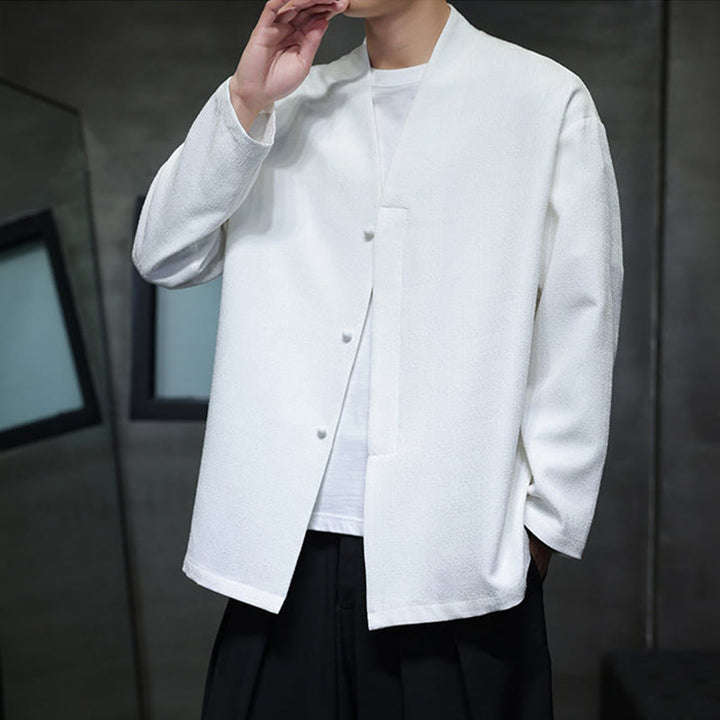Chaqueta de manga larga para hombre de color liso con Buddha Stones para primavera y otoño - image 18