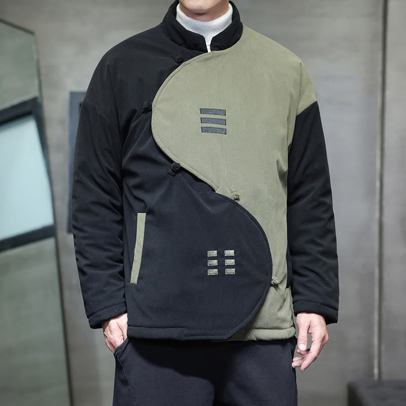 Chaqueta de pana de manga larga para hombre con bolsillos y diseño de Yin Yang Tai Chi de Buddha Stones Winter - Verde mar oscuro - US/UK/AU46, EU56 (5XL) - image 11