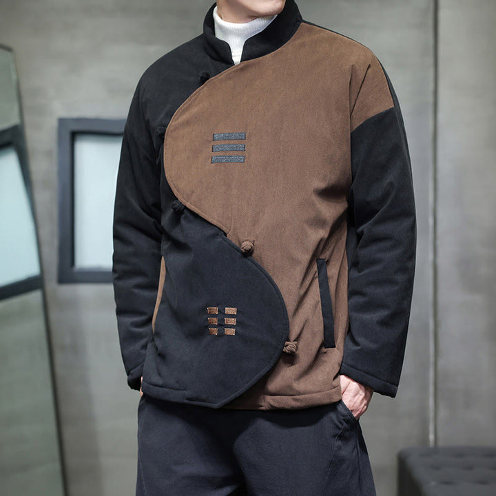 Chaqueta de pana de manga larga para hombre con bolsillos y diseño de Yin Yang Tai Chi de Buddha Stones Winter - image 2