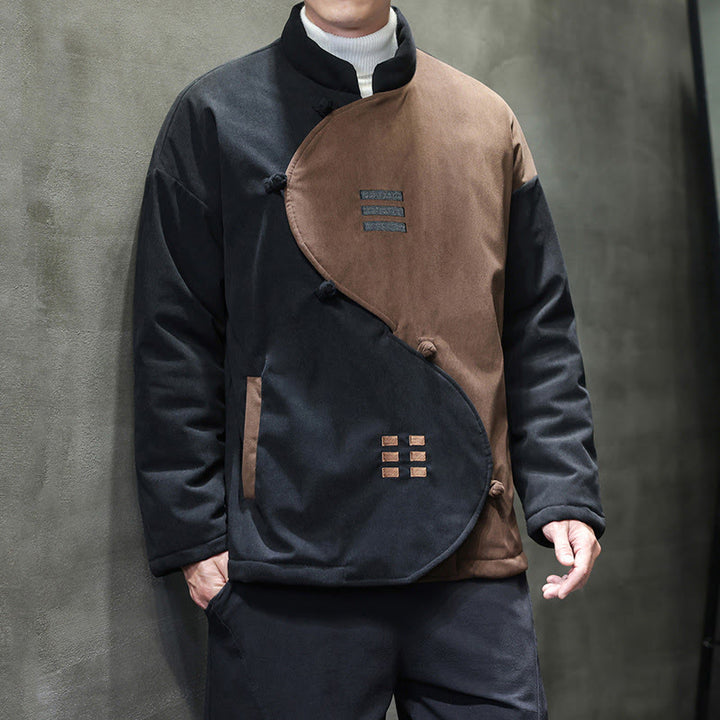 Chaqueta de pana de manga larga para hombre con bolsillos y diseño de Yin Yang Tai Chi de Buddha Stones Winter - image 5