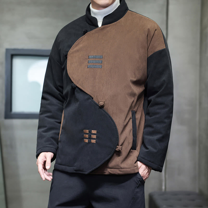 Chaqueta de pana de manga larga para hombre con bolsillos y diseño de Yin Yang Tai Chi de Buddha Stones Winter - image 1