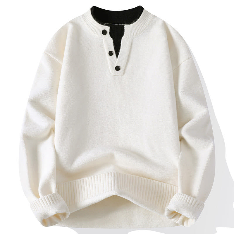 Suéter de punto de manga larga para hombre, cálido, con botones de invierno y cuello redondo , con Buddha Stones - Blanco - US/UK/AU44, EU54 (4XL) - image 9
