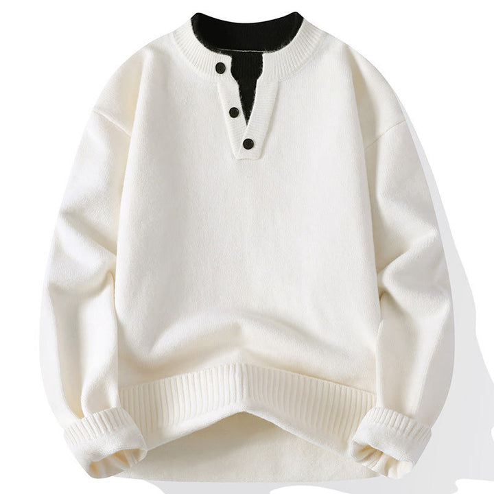 Suéter de punto de manga larga para hombre, cálido, con botones de invierno y cuello redondo , con Buddha Stones - Blanco - US/UK/AU44, EU54 (4XL) - image 9