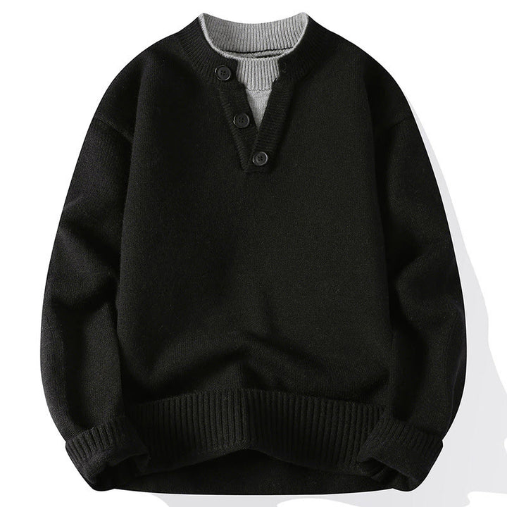 Suéter de punto de manga larga para hombre, cálido, con botones de invierno y cuello redondo , con Buddha Stones - Negro - US/UK/AU44, EU54 (4XL) - image 10