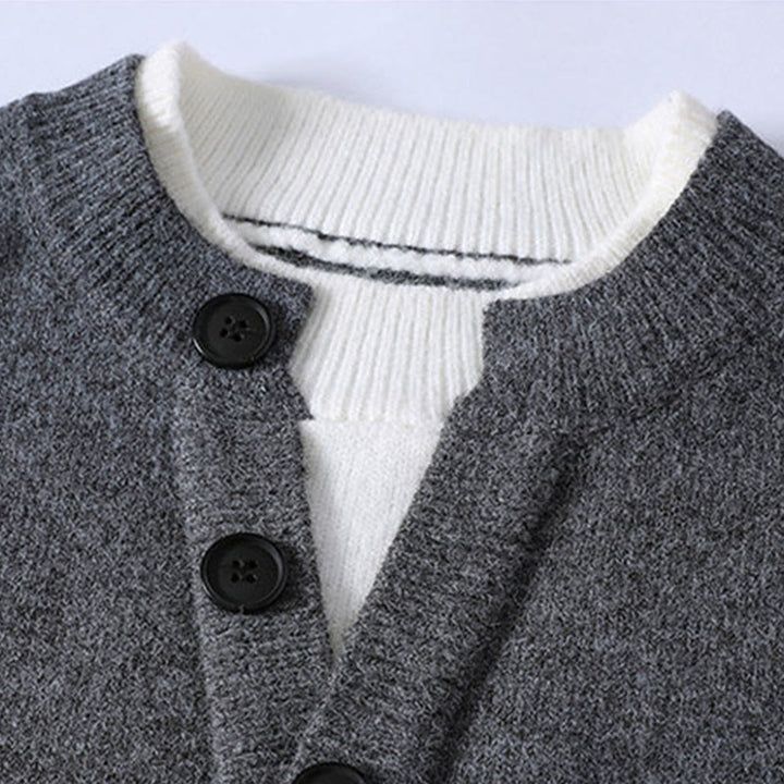Suéter de punto de manga larga para hombre, cálido, con botones de invierno y cuello redondo , con Buddha Stones - image 2