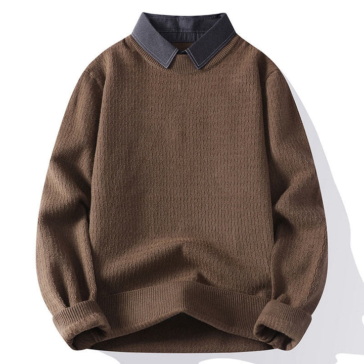 Suéter de punto de manga larga para hombre, cálido, con cuello alto y diseño de Buddha Stones en invierno - Tierra de siena - US/UK/AU44, EU54 (4XL) - image 0