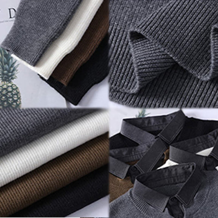 Suéter de punto de manga larga para hombre, cálido, con cuello alto, color negro, con Buddha Stones, para invierno - image 10