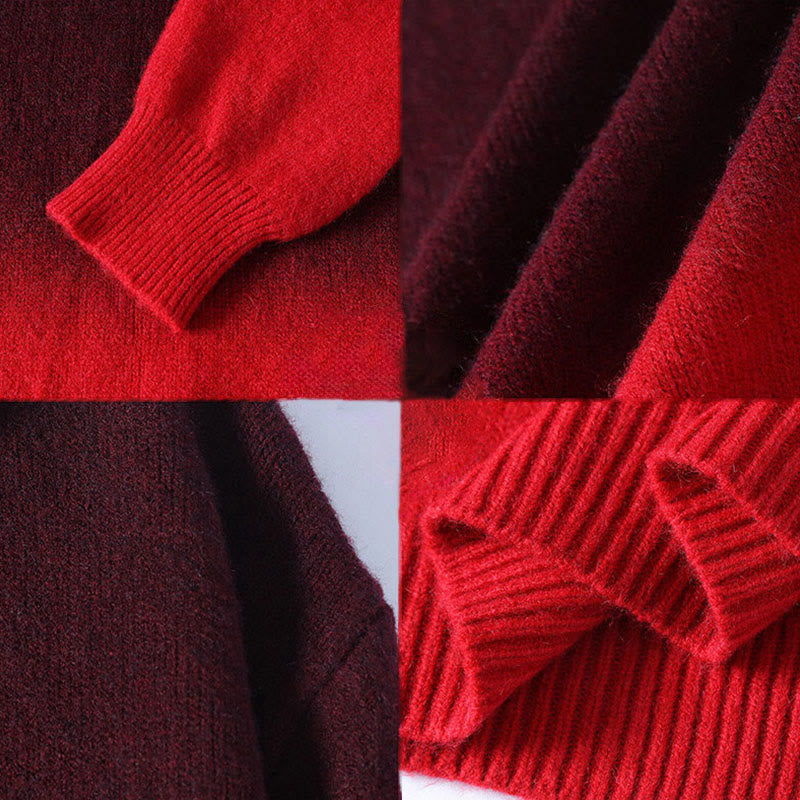 Suéter de punto de manga larga para hombre, cálido, con diseño de color degradado y cuello alto de invierno con Buddha Stones - image 8