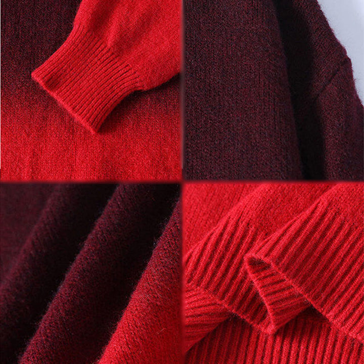Suéter de punto de manga larga para hombre, cálido, con diseño de color degradado y cuello alto de invierno con Buddha Stones - image 9