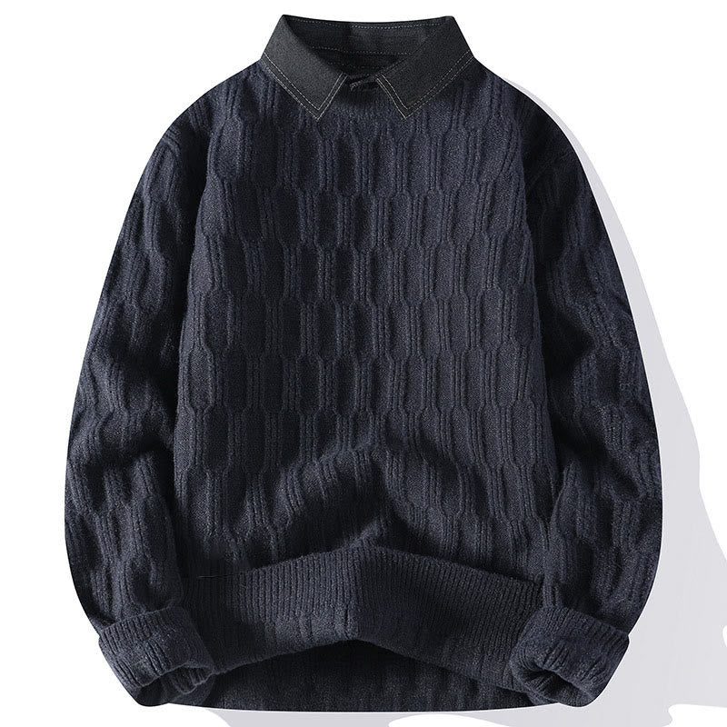 Suéter de punto de manga larga para hombre, cálido, con cuello alto y diseño de líneas negras de Buddha Stones, para invierno - Gris oscuro - US/UK/AU44, EU54 (4XL) - image 9