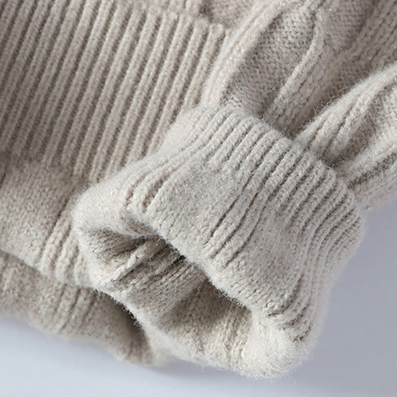 Suéter de punto de manga larga para hombre, cálido, con cuello alto y diseño de líneas negras de Buddha Stones, para invierno - image 4