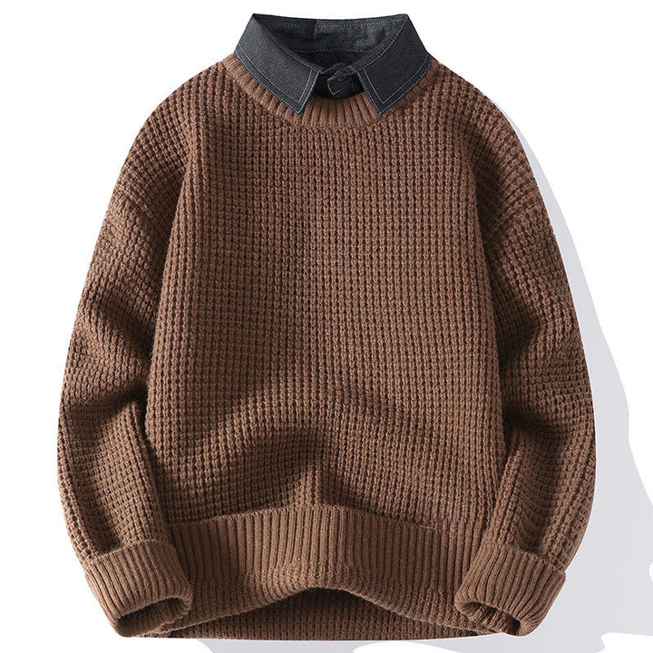 Suéter de punto de manga larga para hombre, cálido, con cuello alto y estampado de gofres, color negro, de Buddha Stones, para invierno - Perú - US/UK/AU44, EU54 (4XL) - image 3