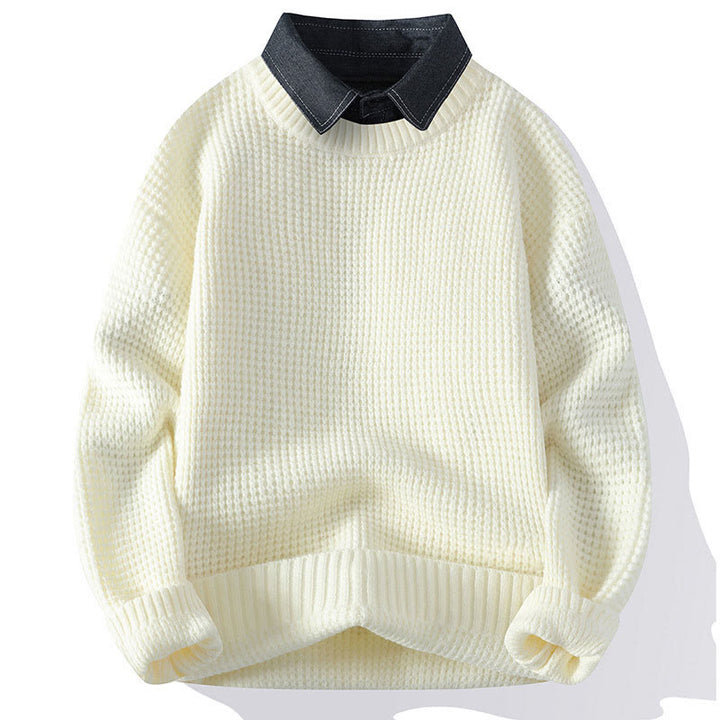 Suéter de punto de manga larga para hombre, cálido, con cuello alto y estampado de gofres, color negro, de Buddha Stones, para invierno - Blanco - US/UK/AU44, EU54 (4XL) - image 11