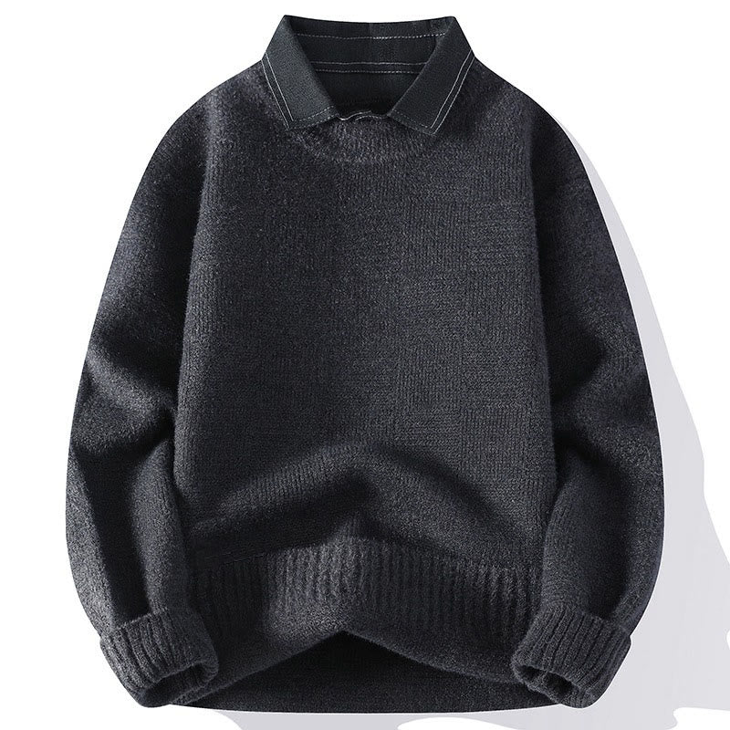 Suéter de punto de manga larga para hombre, cálido, con estampado a cuadros y cuello alto negro de Buddha Stones, para invierno - Gris oscuro - US/UK/AU44, EU54 (4XL) - image 5