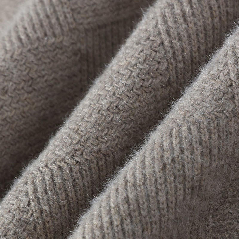 Suéter de punto de manga larga para hombre, cálido, con estampado a cuadros y cuello alto negro de Buddha Stones, para invierno - image 3