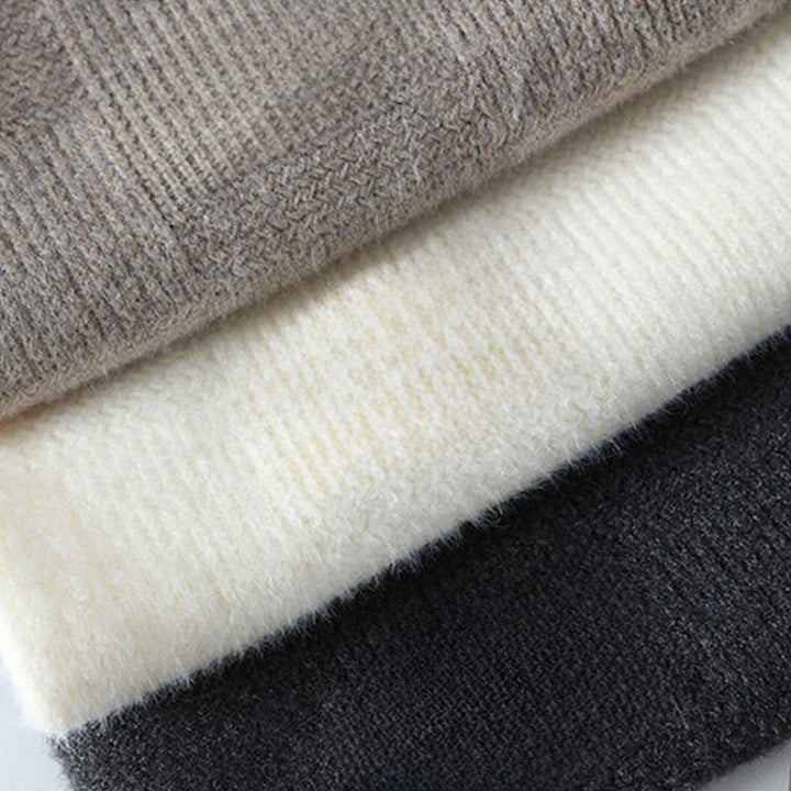 Suéter de punto de manga larga para hombre, cálido, con estampado a cuadros y cuello alto negro de Buddha Stones, para invierno - image 9