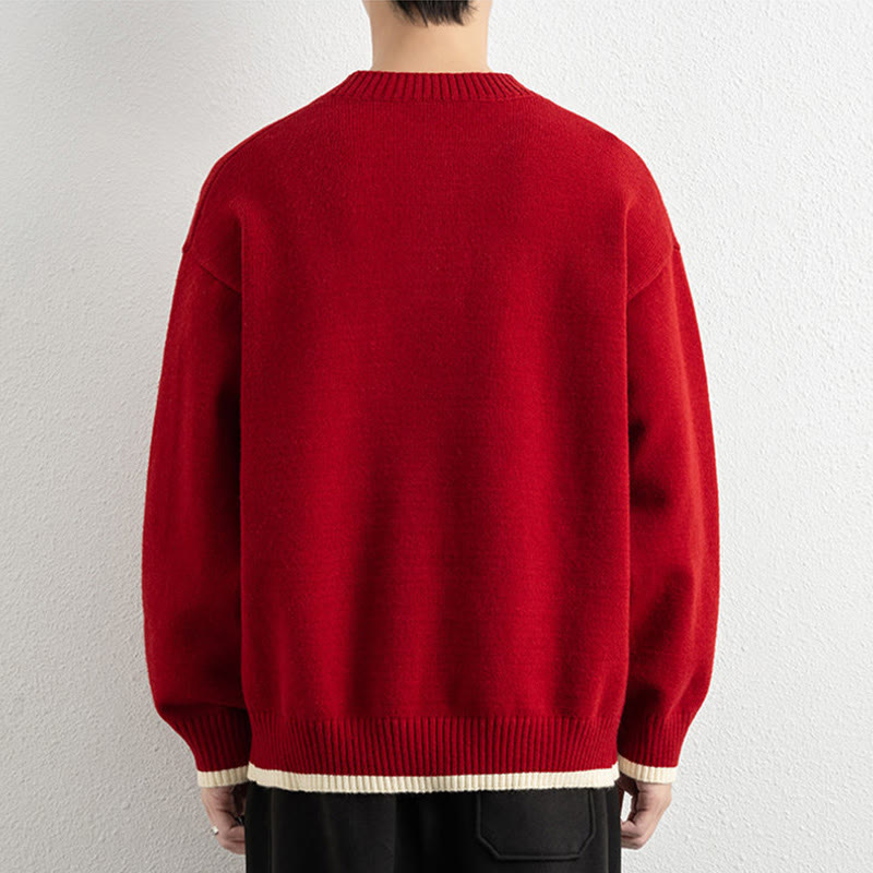 Suéter de punto de manga larga para hombre, cálido, con cuello en V y un botón, de invierno , con Buddha Stones - image 19