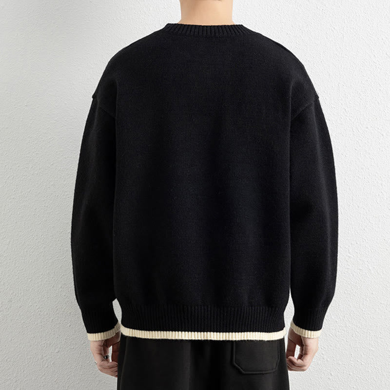 Suéter de punto de manga larga para hombre, cálido, con cuello en V y un botón, de invierno , con Buddha Stones - image 10